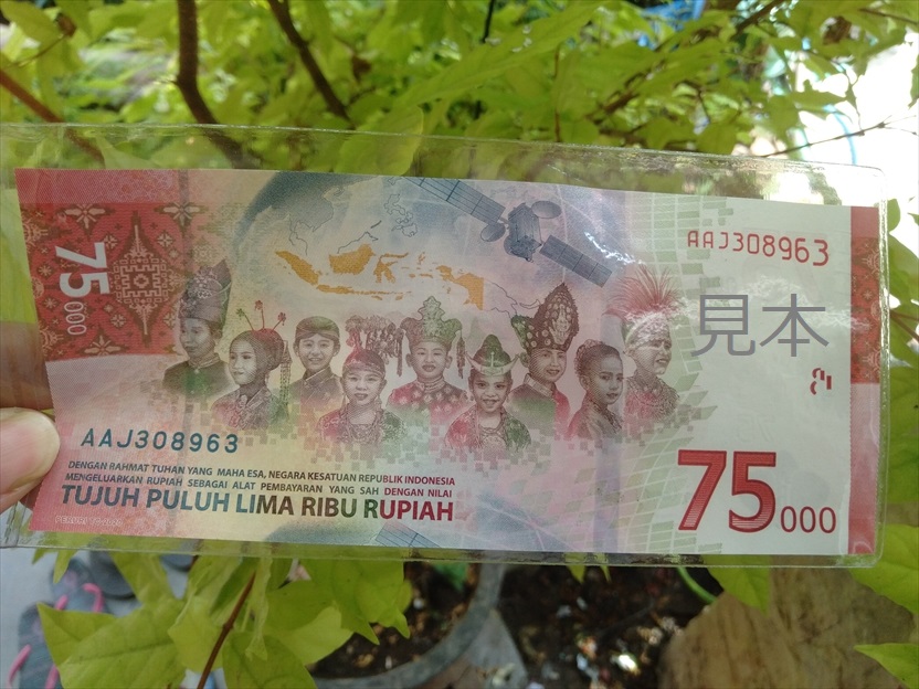 インドネシア記念紙幣　裏　Rp75000